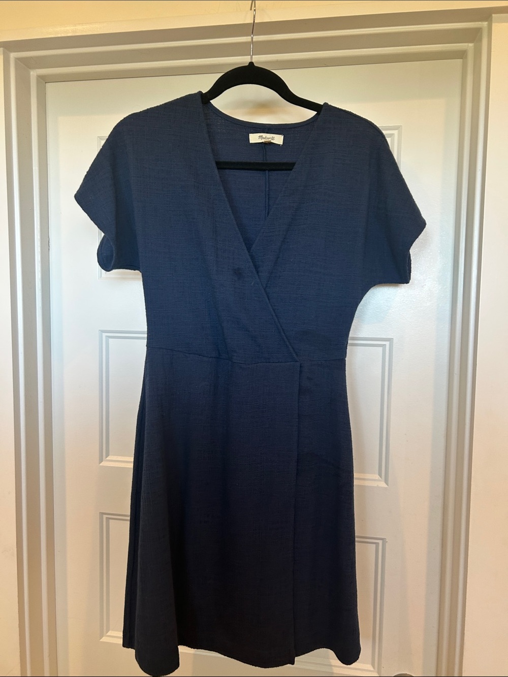Madewell Navy Wrap-Front Midi Dress